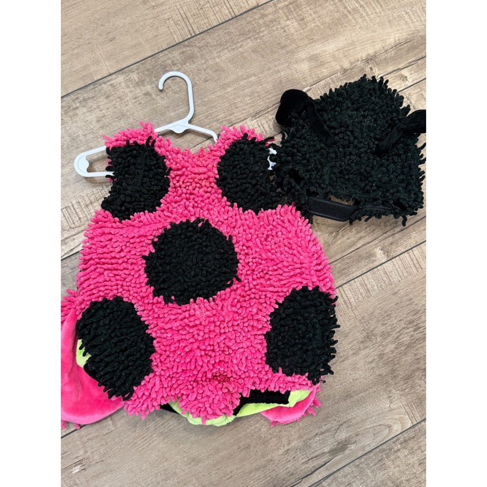 Princess Paradise Pink Ladybug Costume Toddler 12-18M Chenille Spotted 2pc Set
